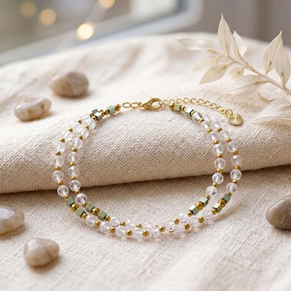 Farfume Beaded Bracelets for Women, Chakra Crystal 4mm Beads Gemstone Natural Stone Bead Spiritual Jewelry Gifts for Women - color: Clear Quartz-Insight
