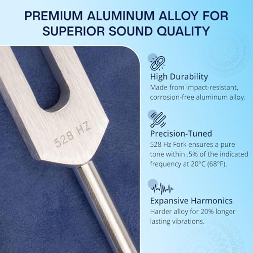 528 hz Tuning Fork for Healing - Precision-Machined Aluminum Alloy - Made in USA - Chakra Healing, Sound Therapy, Reiki, Yoga, Energy Balancing Tools - Tuning Fork Medical Grade. - size: 528 hz