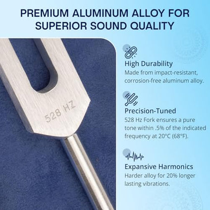 528 hz Tuning Fork for Healing - Precision-Machined Aluminum Alloy - Made in USA - Chakra Healing, Sound Therapy, Reiki, Yoga, Energy Balancing Tools - Tuning Fork Medical Grade. - size: 528 hz