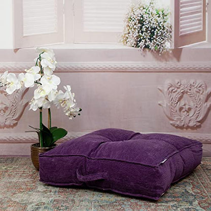 CC Home Furnishings Tufted Cotton Square Floor Pillow - 24" - Purple