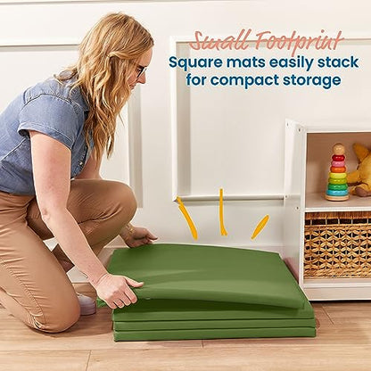 ECR4Kids SoftZone Play Patch Activity Mat Squares, Modular Playmat, Hunter Green, 4-Pack - color: Hunter Green