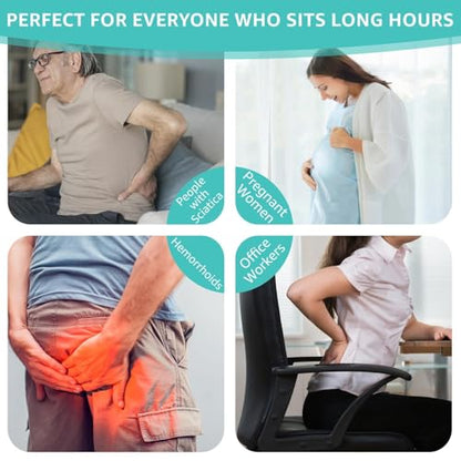 Inflatable Travel Seat Cushion for Airplane - Portable Air Pad with Built-in Pump for Long Flights & Car Rides - Ergonomic Tailbone Pain Relief for Office Chair, Wheelchair, Stadium