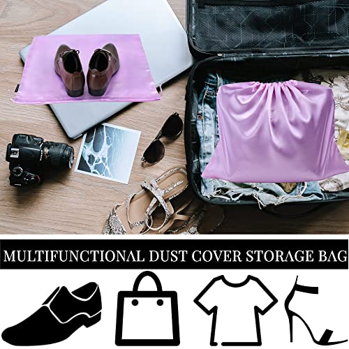 2 Pack Dust Bags for Handbags Silk Dust Cover Bag for Handbags Purses Shoes, Dustproof Drawstring Bag Travel Storage Pouch (Purple) - color: Purple