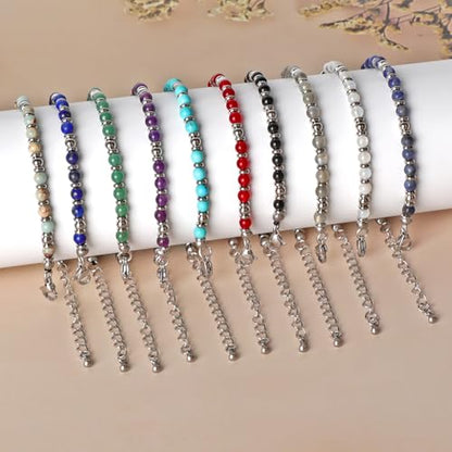 LPBeads Beaded Bracelets for Women Energy Gemstone Charm Jewelry Adjustable Bracelet Gifts for Mom, Daughter, Wife, Friends, Bestie - color: Moonstone