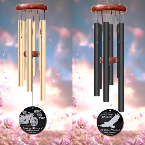 Personalized Eagle Memorial Wind Chime – “and Now You Soar with The Eagles” Custom Engraved Name & Years – Gift for Loss of Loved One – Memorial Windchime Tribute for Strength & Eternal Freedom - size: EagleWC 1