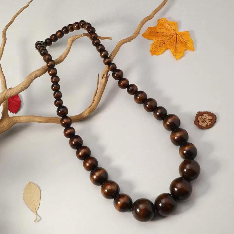 COLORFUL BLING Ethnic Natural Wood Beads Necklace for Men Women Africa Wooden Chain Chunky Strand Necklace Statement Hip Hop Jewelry - color: brown 75cm