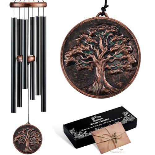 Wind Chimes for Outside, Vintage Tree of Life Deep Tone Wind Chime Outdoor Clearance, Memorial/Festivals/Birthday Gift for Mom Dad Women Grandma, Garden Porch Patio Decor (34" Tree of Life) - size: 34" Tree of Life