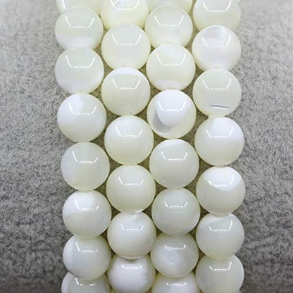 Amandastone Natural Gemstone 8mm Round Beads Stretch Bracelet 7 Inch - color: Mother Of Pearl
