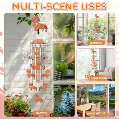 Dachshund Wind Chimes for Outside Metal Windchimes Dachshund Gifts for Women Men Garden Decor for Patio Yard Memorial for Dog Lovers