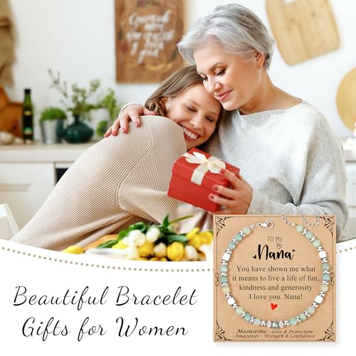 JoycuFF 𝗚𝗶𝗳𝘁𝘀 𝗳𝗼𝗿 𝗪𝗼𝗺𝗲𝗻 𝗠𝗼𝗼𝗻𝘀𝘁𝗼𝗻𝗲 𝗕𝗿𝗮𝗰𝗲𝗹𝗲𝘁 Amazonite Colorful Imperial Jasper Stainless Steel Beads Bracelets, Graduation Christmas Valentines Mothers Day Birthday Gifts - style: Nana Gifts-Amazonite