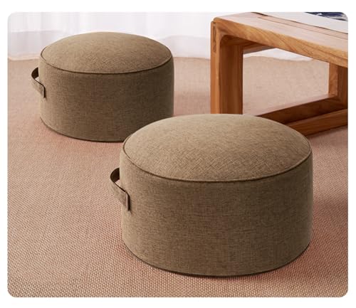 Large Thicken Floor Pillow Washable Cotton Linen Medication Cushion Round Tatami Seat Cushion for Yoga Living Room Balcony Room Party Decoration