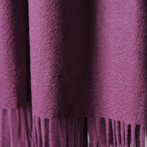 CUDDLE DREAMS Premium Cashmere Throw Blanket with Fringe, Luxuriously Soft (Plum) - color: Plum