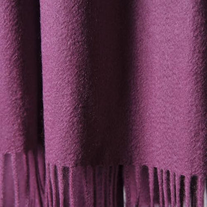 CUDDLE DREAMS Premium Cashmere Throw Blanket with Fringe, Luxuriously Soft (Plum) - color: Plum