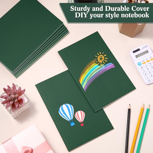 Sabary 72 Pack Kraft Paper Notebook Journals 5.5 Inch x 8.3 Inch A5 Notebook in Bulk Softcover Ruled for Writing Sketch Travel Journal with 60 Pages 30 Sheets(Dark Green,Line) - color: Dark Green, style: Line
