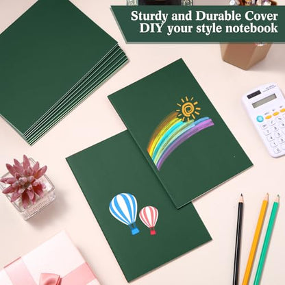 Sabary 72 Pack Kraft Paper Notebook Journals 5.5 Inch x 8.3 Inch A5 Notebook in Bulk Softcover Ruled for Writing Sketch Travel Journal with 60 Pages 30 Sheets(Dark Green,Line) - color: Dark Green, style: Line