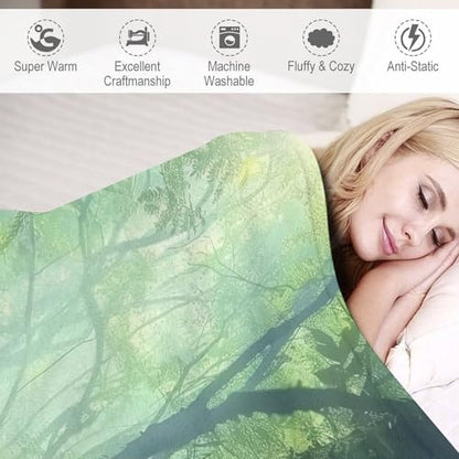 Woman Meditation Jungle Green Ultra Soft Flannel Fleece Bed Blankets Lightweight Cozy Throw Blanket Room Decor for Couch Chair Bedroom Adults Bedding Cozy Blanket Outdoor Travel Blankets 40"x5 - size: 50L" x 40W"