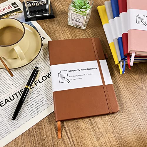 Notebook Journal, College Ruled Notebook Lined A5 160 Pages,Hard Cover Journals for Writing, Notebooks for Work Office School Women Men,5.7 inches x 8.4 inches(Brown) - color: Brown