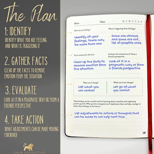 Calm Collective Guided CBT Anxiety Relief Journal for Mental Health Therapy, Mindfulness Self Care Prompt Cards, Wellness Gift Diary Notebook