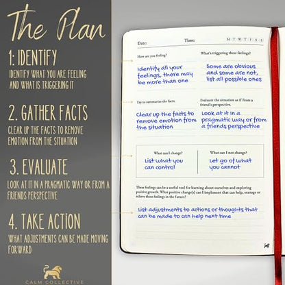 Calm Collective Guided CBT Anxiety Relief Journal for Mental Health Therapy, Mindfulness Self Care Prompt Cards, Wellness Gift Diary Notebook