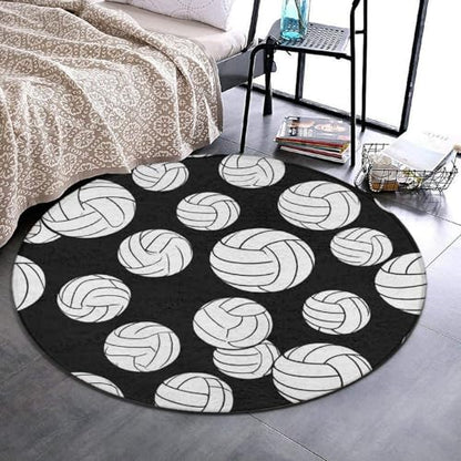 Room Sofa Yoga Soft Round Carpet, Modern Round Area Rug, Non-Slip Machine Washable Kitchen Office Circle Rug Compatible with Black and White Volleyball Ball 24inch(60cm) - color: Color568, size: 24inch(60cm)