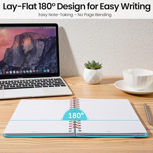 Lined Spiral Journal Notebook, A5 College Ruled Notebook for Journaling, Note-Taking, and Daily Planning, Durable Hardcover with an Elegant Design, Turquoise - color: G.Turquoise