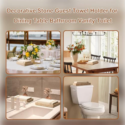 Natural Travertine Guest Towel Holder, Stone Napkin Holder for Bathroom,Gorgeous Bathroom Napkin Holder Tray, Stylish Guest Towel Holder Tray for Bathroom Toilet Dining Table, Beige - size: 9.7x5.5 Inch