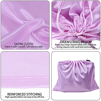2 Pack Dust Bags for Handbags Silk Dust Cover Bag for Handbags Purses Shoes, Dustproof Drawstring Bag Travel Storage Pouch (Purple) - color: Purple