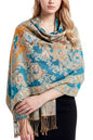 Achillea Elegant Paisley Floral Pashmina Shawl and Wrap – Boho Rave Scarf for Festival, Travel & Everyday Wear - color: Teal Dark Amber