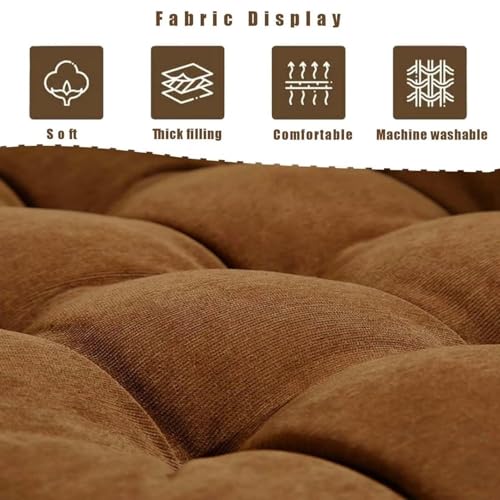 Large Floor Pillow Cushion for Adults Meditation Cushion Large Floor Sitting Soft Seat Pillow for Tatami Living Room Yoga Chatting 22x22 Inch Brown
