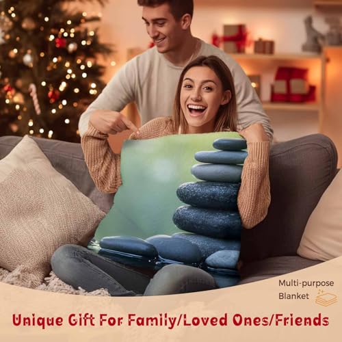 Zen Meditation Stone Lake Flannel Fleece Throw Blanket, Nature Landscape Still Life Blanket Lightweight Soft Warm Blankets for Couch Bed Sofa Living Room All Season Use, 30x40in - size: 30x40in