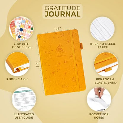 Clever Fox Gratitude Journal – Happiness, Positivity & Affirmation Daily Journal – Inspirational Daily Notebook – 3 Months, A5 (Amber Yellow) - color: Amber Yellow, size: A5 (5.8″ x 8.3″)