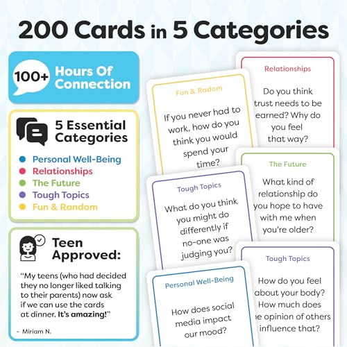 200 Conversation Cards for Teens - Deep Questions to Build Trust, Spark Self-Expression & Strengthen Bonds | for Parents, School Counselors, Therapists & Teachers