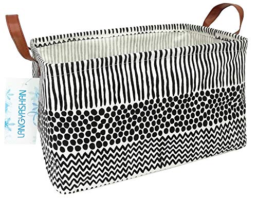 Rectangular Storage Bin Collapse Canvas Fabric Cartoon Storage Basket with Handles for Organizing Home Kitchen Boys and Girls Toys Office Closet Shelf Baskets (Rec Black line) - color: REC Black line