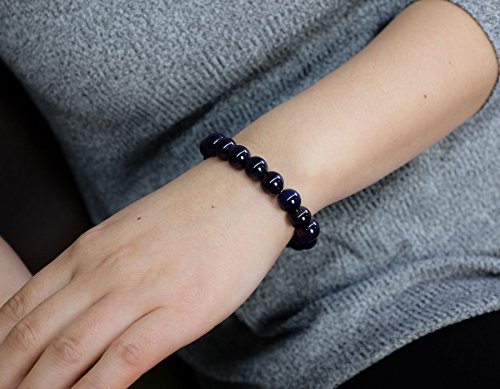 Falari 10mm Natural Semi Precious Gemstone Stretch Bracelet Unisex - color: Purple Agate