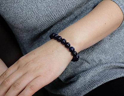 Falari 10mm Natural Semi Precious Gemstone Stretch Bracelet Unisex - color: Purple Agate