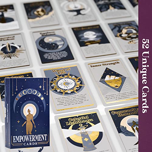 PURPLE CANYON Empowerment Cards for Women and Men | Positive Affirmations Cards for Motivation and Inspiration | Mindfulness Cards for Self Care | Beautiful Gold Foil 52 Card Deck - style: Empowerment Cards