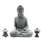 Hoypeyfiy Mini Buddha Statue Set with Stone Lantern, Zen Garden Accessories Sitting Buddha Figurine for Home Decor, Patio Yard Garden, Terrarium, Micro Landscape Decoration