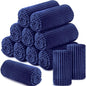 Buryeah 12 Pcs Flannel Throw Blanket Bulk 50 x 60 in Sleepover Blanket Outdoor Wedding Throw Lightweight, Oeko-tex Standard 100 Certified for Sofa Homeless Gifts (Navy) - color: Navy
