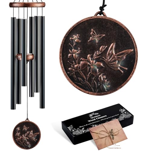 Wind Chimes for Outside, Vintage Butterfly Deep Tone Wind Chime Outdoor Clearance, Patio Porch Balcony Decoration, Garden Decor Birthday Gifts for Women Mom Grandma (34" Butterfly) - size: 34" Butterfly