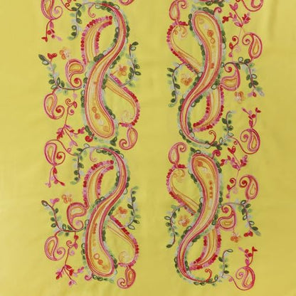Embroidered Brushed Shawl Paisley Leaves Pattern Scarf Soft Ponchos Wrap Cape With Fringes - color: 032-lemon Yellow