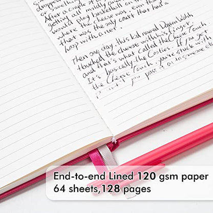 feela Hardcover Notebook For Work, Classic Ruled Lined Journal Set School Business Supplies, with 3 Black Pens, 120 GSM, 5.1”x8.3”, 3 Pack, A5, Solid Colors, Gray, Berry, Emerald - color: Gray, Berry, Emerald