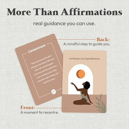 Daily Positive Affirmation Cards for Women - 50 Mindfulness Meditation Cards for Self Care in Tin Box with Wooden Stand - Motivational & Inspirational Gifts for Women, Best Friend, Sister