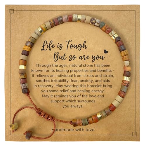 yupoxiu Inspirational Gifts Healing Natural Stone Bracelets - Thinking of You, Get Well Soon Encouragement Gifts Strength Bracelets for Women Friends Sister, Christmas Stocking Stuffers Thanksgiving Basket