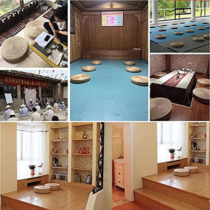 HUAWELL Japanese Style Handcrafted Eco-Friendly Breathable Padded Knitted Straw Flat Seat Cushion, Hand Woven Tatami Cushion Best for Zen, Yoga Practice or Buddha Meditation (19.7) - size: 19.7