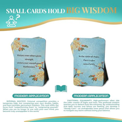 50 Strategic Wisdom Cards - Timeless Philosophy Deck for Leadership & Mastery - Premium High-Gloss Insight Deck for Executive Growth & Decision Making - Elegant Gift for Success (Blue) - color: Blue