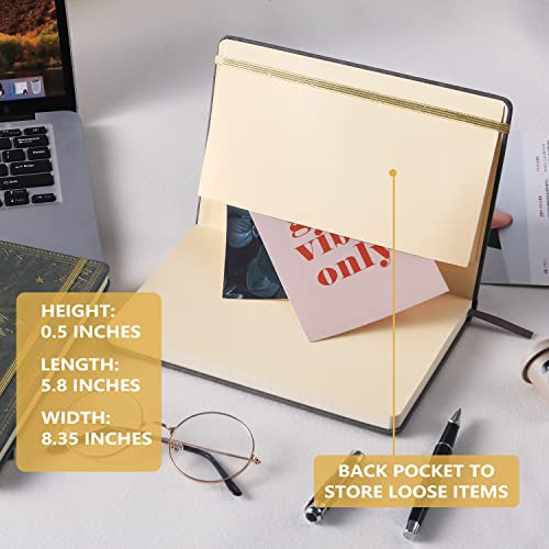 Artfan Ruled Notebook/Journal – Premium Thick Paper Faux Leather Classic Writing Notebook with Pocket + Page Dividers Gifts, Banded, Large, 144 Pages, Hard Cover, Lined (5.8''x 8.4'') - Dark Gray - color: Dark Gray