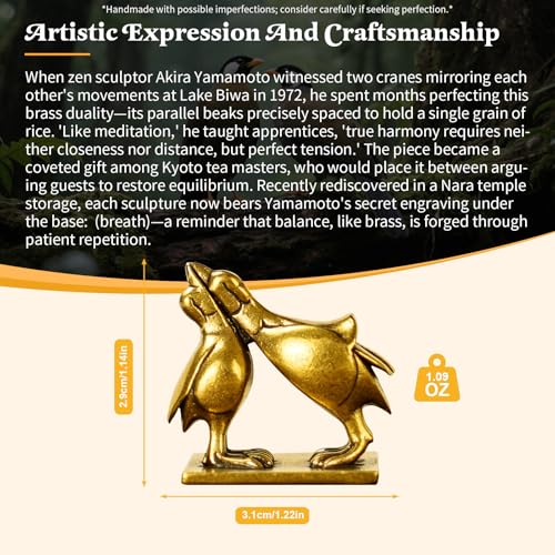 CHOVY Kiss of Balance Brass Sculpture - 100% Solid Brass Twin Birds Yin Yang Statue, Parallel Beaks Harmony Art for Couples, Meditation & Zen Decor, Unique Gift for Soulmates & Spiritual Seekers