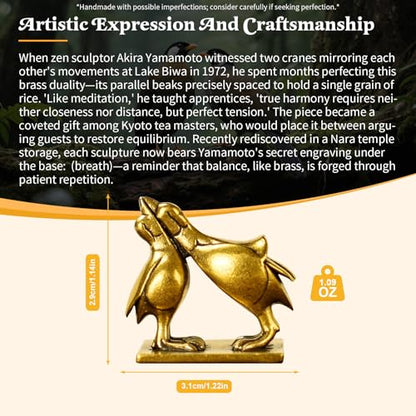 CHOVY Kiss of Balance Brass Sculpture - 100% Solid Brass Twin Birds Yin Yang Statue, Parallel Beaks Harmony Art for Couples, Meditation & Zen Decor, Unique Gift for Soulmates & Spiritual Seekers
