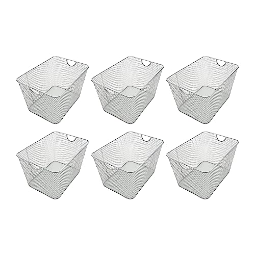YBM HOME Kitchen Pantry Organizer Wire Basket for Shelves, Cabinets, Pantry, Countertop, Mesh Open Storage Bin Metal Basket for Organizing Food Supplies 14 x 10 x 9, Pack of 6, Silver - size: 14 in x 10 in x 9 in