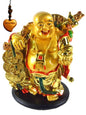 Betterdecor 5.5" Feng Shui Golden Laughing Happy Buddha Statue Holding Ingot Home Office Decor
